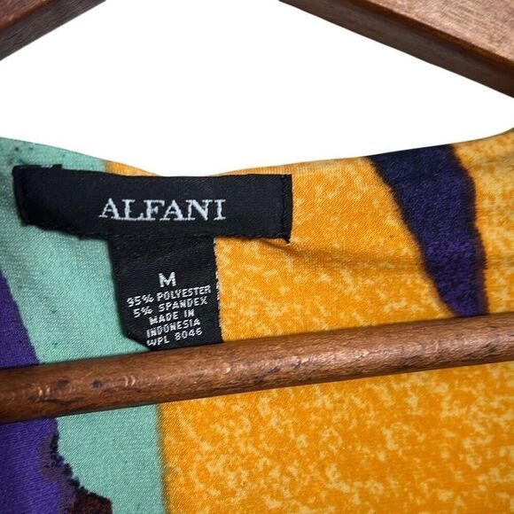 Alfani Cap Sleeve Stretch Surplice Neck Midi Wrap Dress Multicolor Medium - Picture 5 of 7